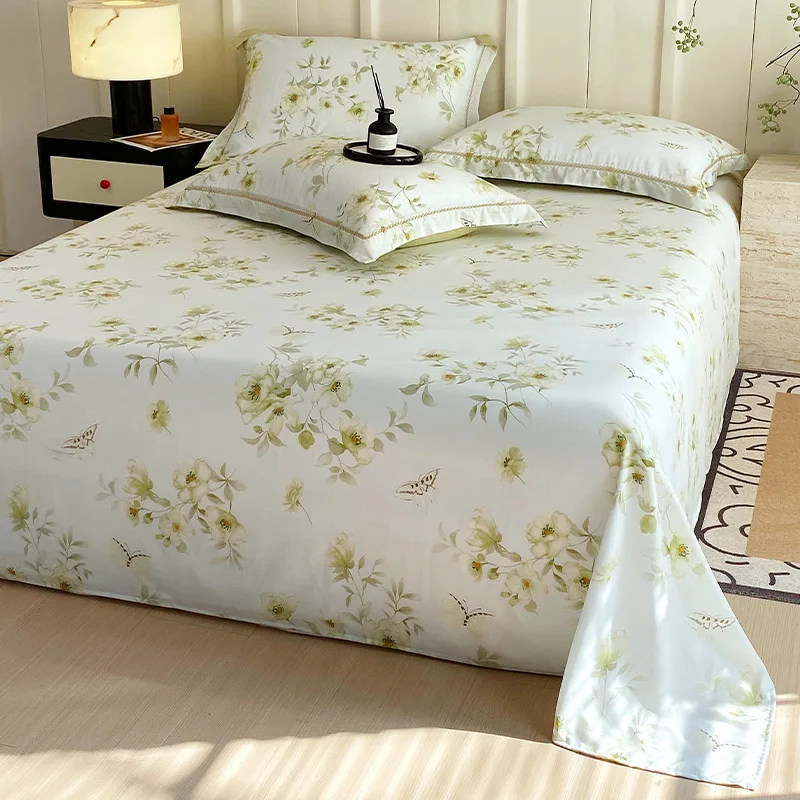 Floral-Print-High-End-Fitted-Sheet-Soft-Breathable-Flat-Sheet-Cooling-Lightweight-Pillowcase-Deep-Pocket-Bed-Sheet-Set-for-Home