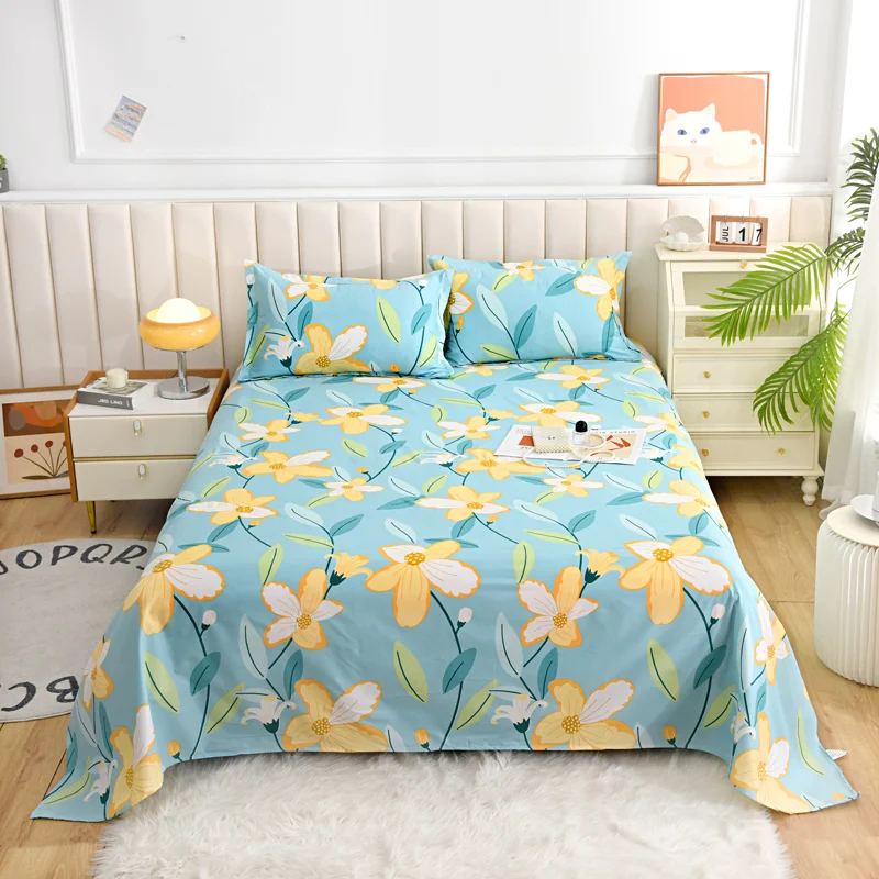 Floral-Printed-Twin-All-Season-Microfiber-Bed-Sheet-Set-Flat-Bed-Sheets