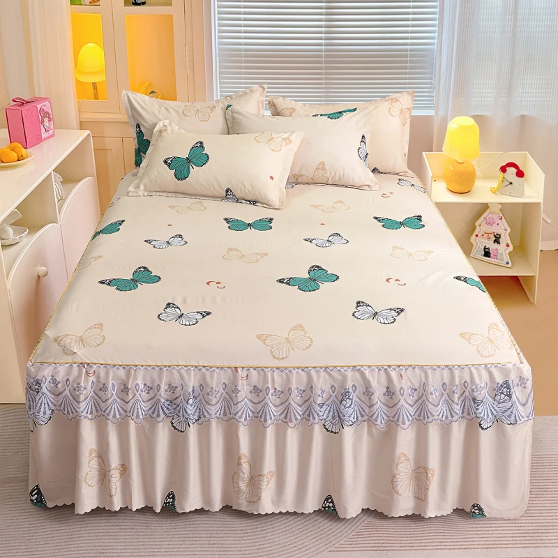 Floral-patterned-Bed-Skirts-for-Available-in-Three-Sizes-Single-Double-and-Extra-large-Includes-2-Pillowcases