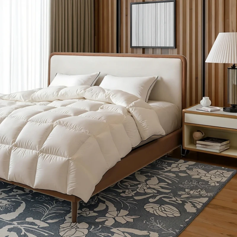 Fluffy-Goose-Feather-Fiber-Luxury-Cozy-Hotel-Quilted-Duvet-Insert-All-Season-Comforter-Cotton-Blend-Shell