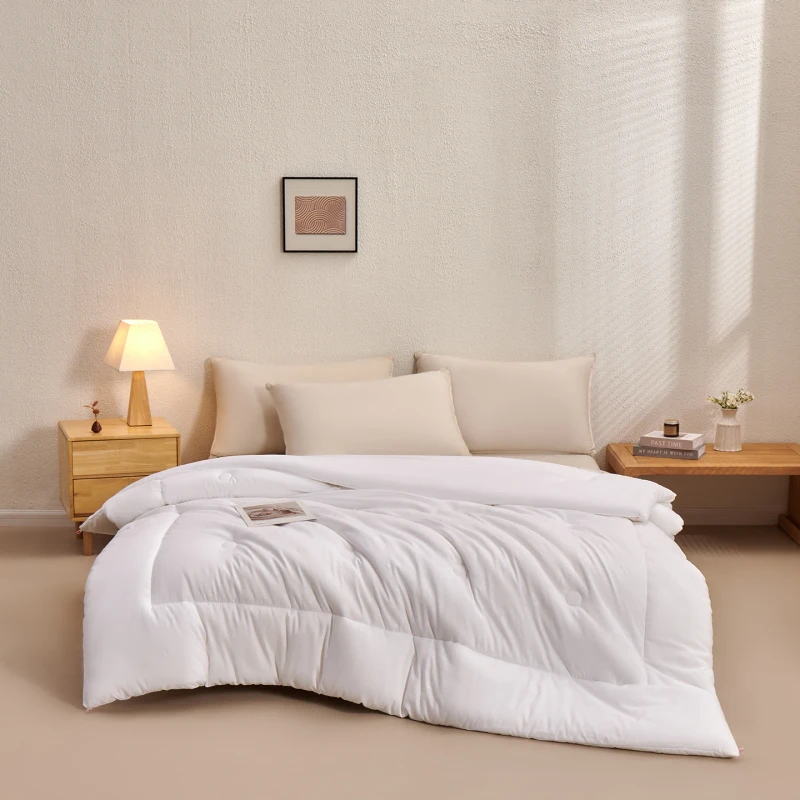Fluffy-Warm-Comfortable-Quilted-Comforter-Duvet-Stitching-Bedding-Set-King-White-Bed-Comforter