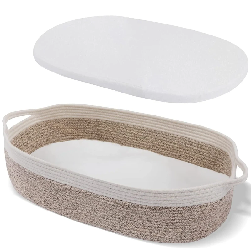 Foldable-Cotton-Rope-Moses-Basket-Baby-Changing-Basket-with-Thick-Foam-Pad-and-Removable-Waterproof-Mattress-Cover