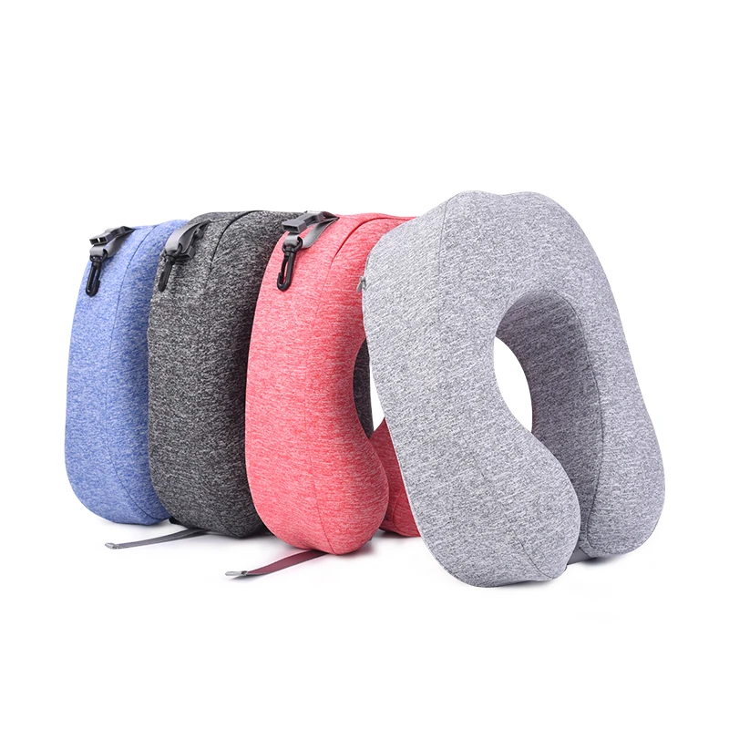 Foldable-Spandex-Fabric-Travel-Neck-Pillow-U-Shape-Memory-Foam-for-Neck-Support-Airplane-Comfortable-OEM-ODM