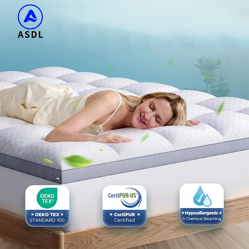 Foldable-Waterproof-Mattress-Protector-Queen-Quilted-Fitted-Pillow-Top-Breathable-Mattress-Topper
