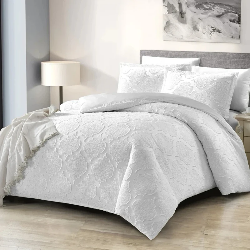 For-KOSMOS-Quilted-Comforter-Set-with-Cut-Flower-Jacquard-Pattern-Polyester-Bedding-Breathable-Feature
