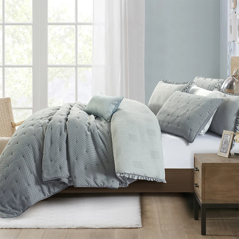 For-Modern-7pcs-Eco-Friendly-Woven-Simple-Comforter-Set-200TC-Plain-Color-Geometry-Full-Queen-Home-Use