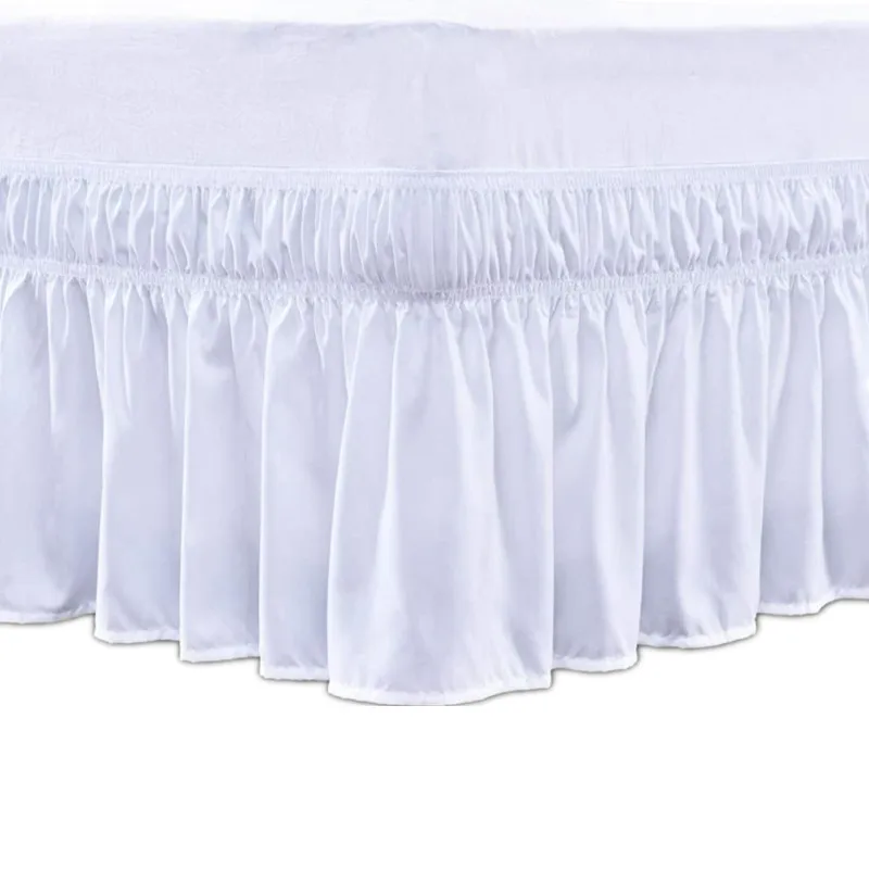 Foreign-Trade-Princess-Style-Solid-Color-White-Bed-Skirt-Single-Piece-Elastic-Pleated-200TC-Breathable-Washable-Eco-Friendly-Bed