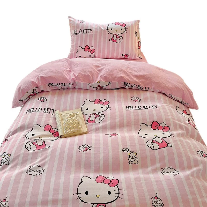 Four-Piece-Comforter-Set-Washed-Cotton-Flannel-Sheet-with-Printed-Cartoon-Pattern-Woven-Bedding-for-Childrens-Bedroom