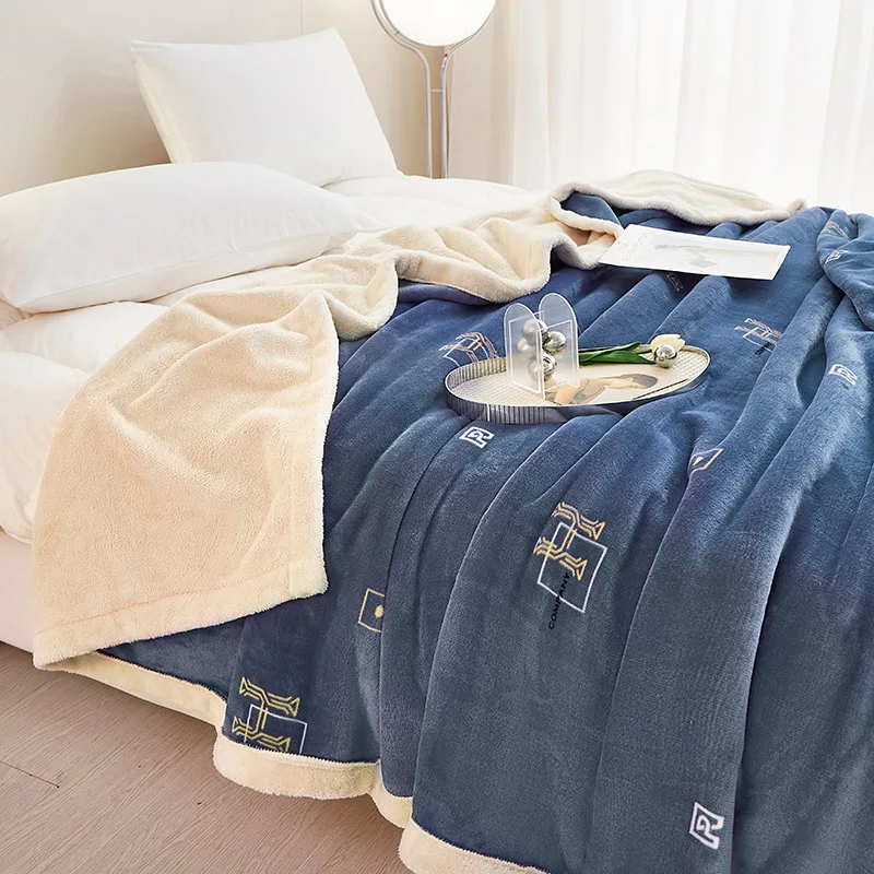 Four-Seasons-Modern-Polyester-Customizable-Milk-Flannel-Bed-Sheet-and-Nap-Air-Conditioning-Blanket-Print-Feature-Warm-and-Cozy