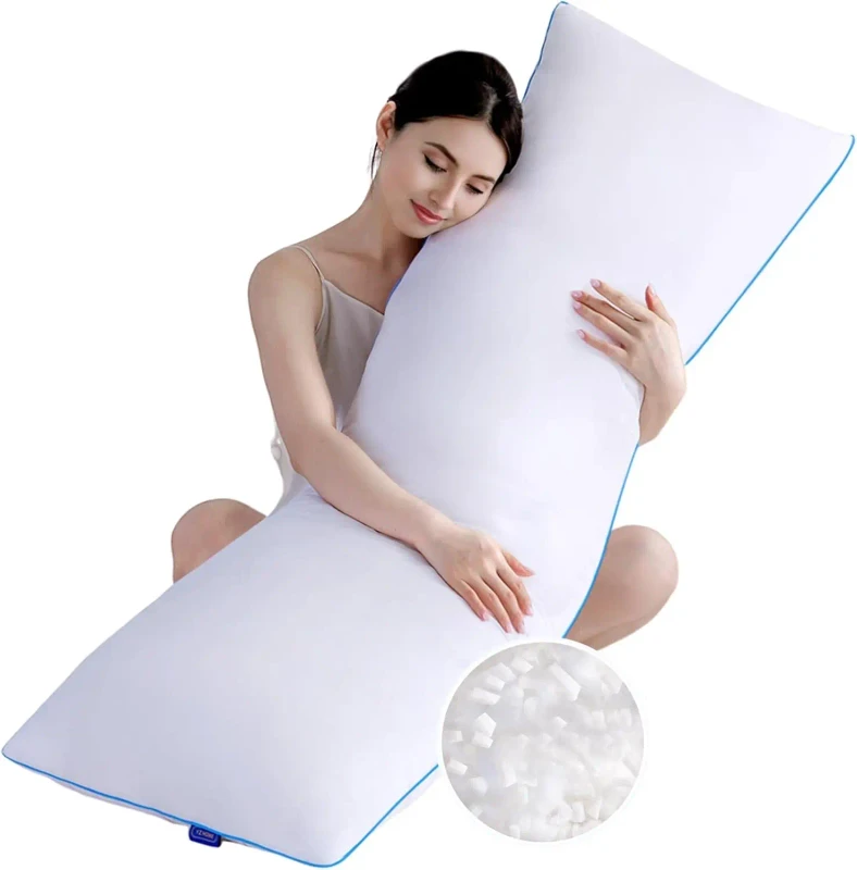 Full-Body-Pillow-for-Adults-White-20x54-Inch-Solid-Pattern-Anti-Static-100-Polyester-Large-Pillow-Insert-for-Side-Sleepers