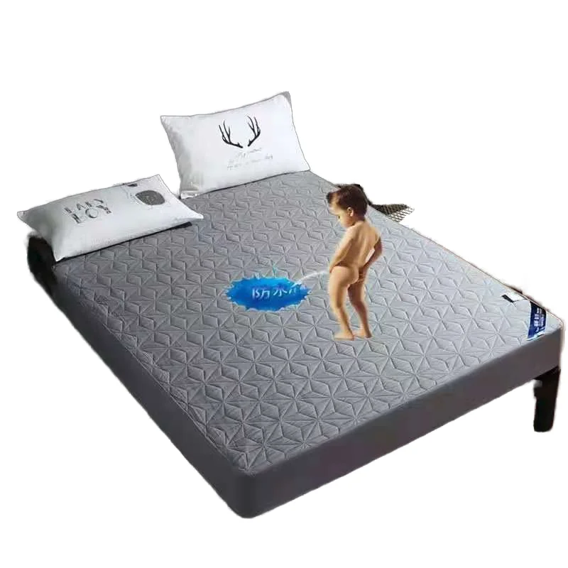 Full-Size-54x75-Waterproof-200TC-Knitted-Breathable-Bed-Mat-Plain-Soft-Grey-Deep-Pocket-6-15-Noiseless