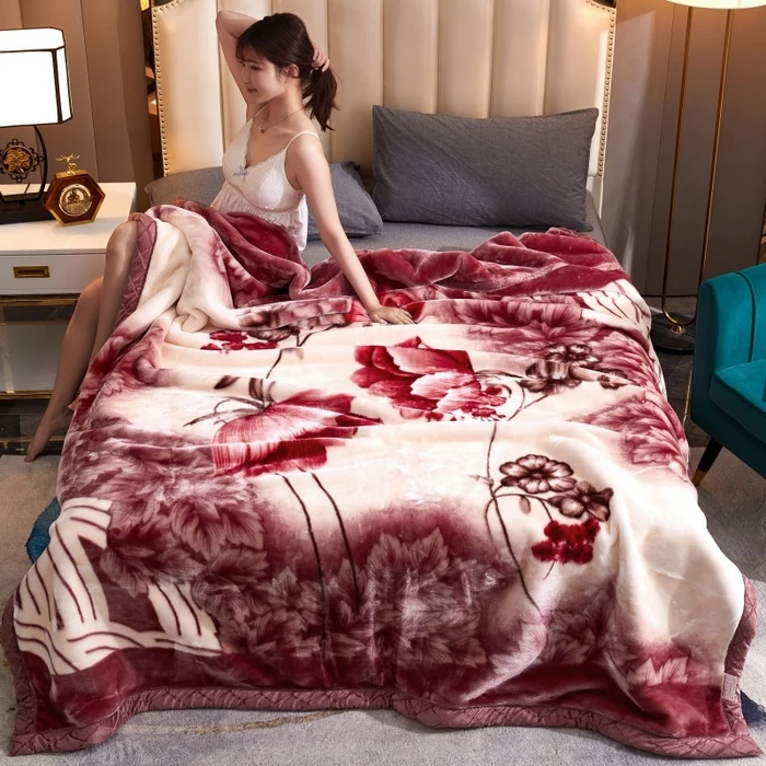 GOODSLEEP-100-Polyester-Fiber-Thickened-Double-Layer-Raschel-Knit-Modern-Bed-Blanket-Plain-Dyed-All-Season-Customizable-Keeping