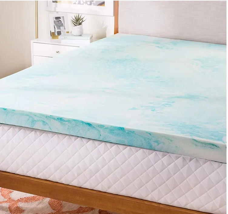 Gel-Cooling-Mattress-Topper-Orthopedic-King-Queen-Hotel-Vacuum-Compress-Infused-Removable-Cover-Tight-Top-Memory-Foam