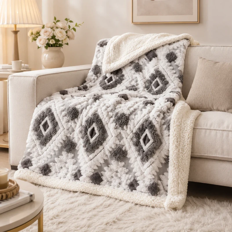 Geometric-Sherpa-Throw-Blanket-Soft-Plush-Polyester-Bedding-Blanket-for-Sofa-Bed-Home-Decor-and-All-Season-Use