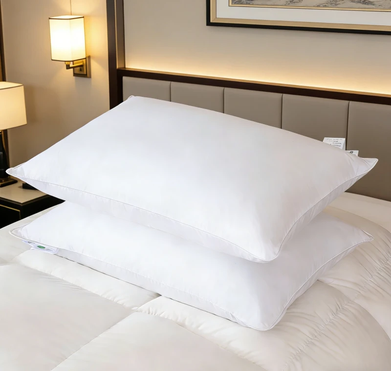 Goose-Down-Feather-Bed-Pillows-100-Cotton-Fabric-Natural-Down-Pillows-Sleeping