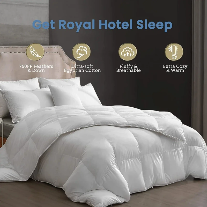 Goose-Down-King-Size-Comforter-All-Season-White-100-Cotton-Cover-Reversible-Hypoallergenic-Eco-Friendly-Duvet-Insert