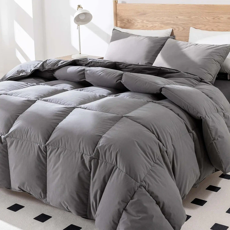 Goose-Feather-Down-Comforter-Queen-Size-Hotel-Style-Bedding-Comforter-750-Fill-Power-1200TC-100-Organic-Cotton-Fabric