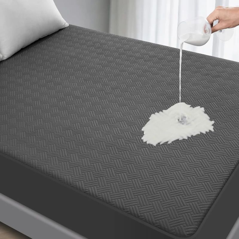 Gray-Waterproof-Mattress-Protector-Queen-Size-Breathable-Noiseless-Ultra-Soft-Bed-Cover-Mattress-Pad-Cover-with-Deep