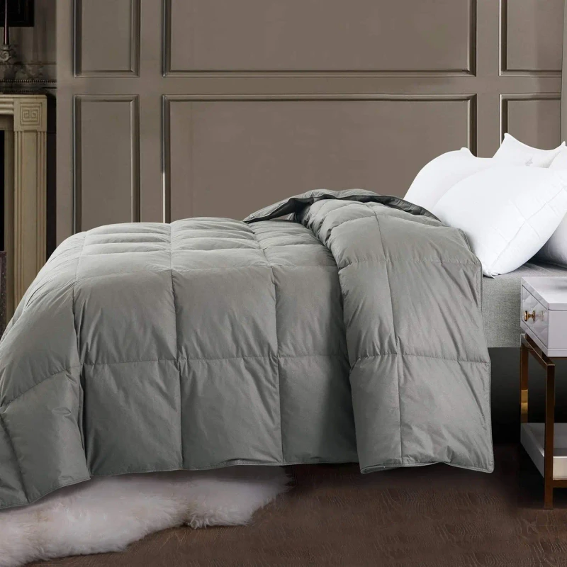 Grey-Single-1PCS-Four-Seasons-Breathable-Eco-Friendly-Quilt-Core-Jacquard-Goose-Down-Duvet-Comforter-Queen-King-Size