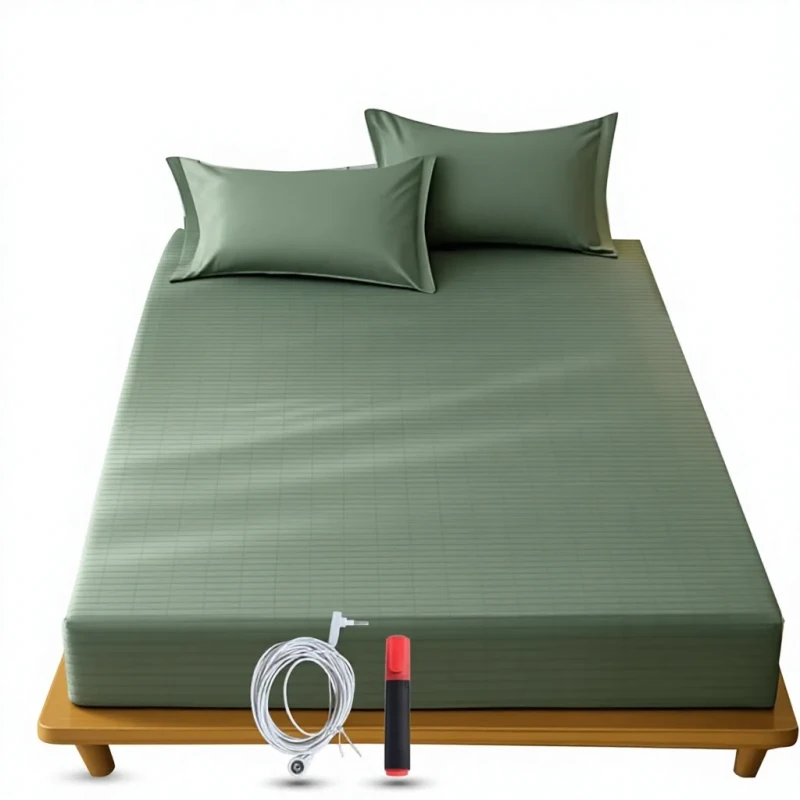 Grounding-Sheet-90-Organic-Cotton-10-Pure-Silver-Fiber-Geometric-Pattern-Fitted-Sheet-Improved-Sleep-Pain-Relief-Bedding