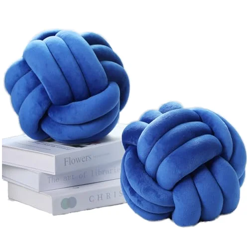 Handcrafted-Soft-Woven-Round-Shape-Decorative-Throw-Pillow-with-Knot-Design-for-Bedroom-and-Living-Room-Decor-Machine-Washable