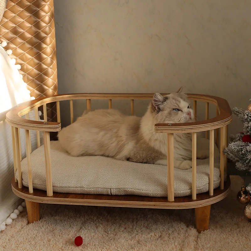 Handmade-Eco-Friendly-Dog-Luxury-Pet-Bed-with-Faux-Fur-and-Wool-Bamboo-Corduroy-Wood-Furniture