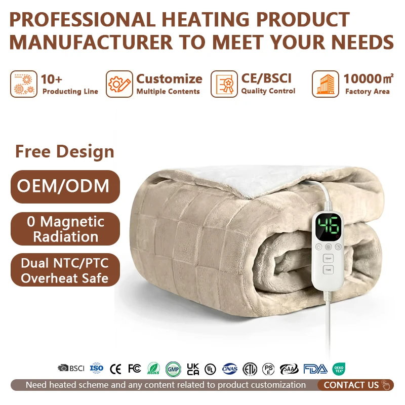 Heated-Electric-Blanket-Queen-Size-With-UL-ETL-FCC-Dual-Control-For-Bed