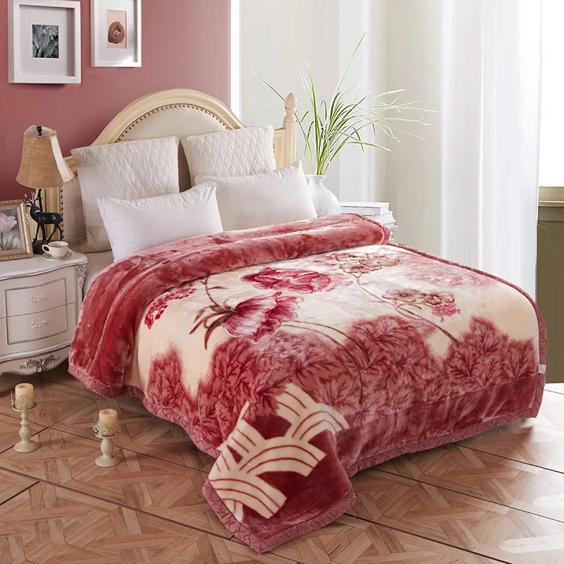 Heavy-Korean-Style-Silky-Soft-Plush-Warm-Blanket-Knitted-Faux-Mink-Fleece-Printed-Bed-Throw-Autumn-Winter-Raschel-Home-Travel