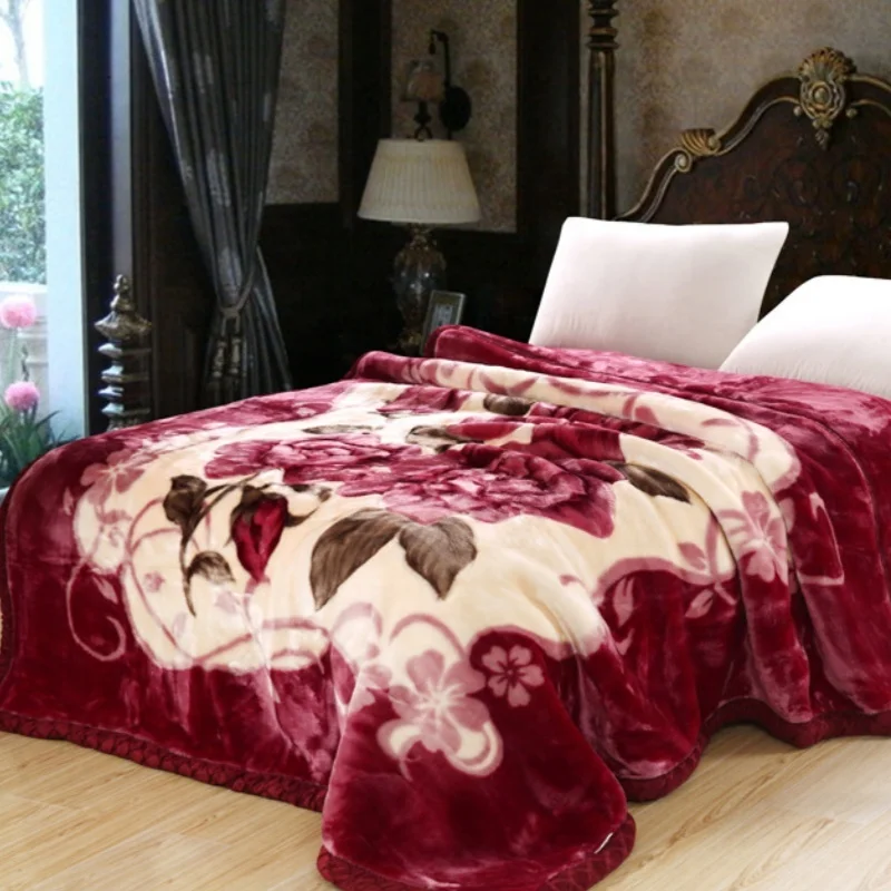 Heavy-Queen-Size-Plush-Velvet-Raschel-Blanket-Custom-Knitted-Korean-Style-Fleece-for-Blankets-for-Winter