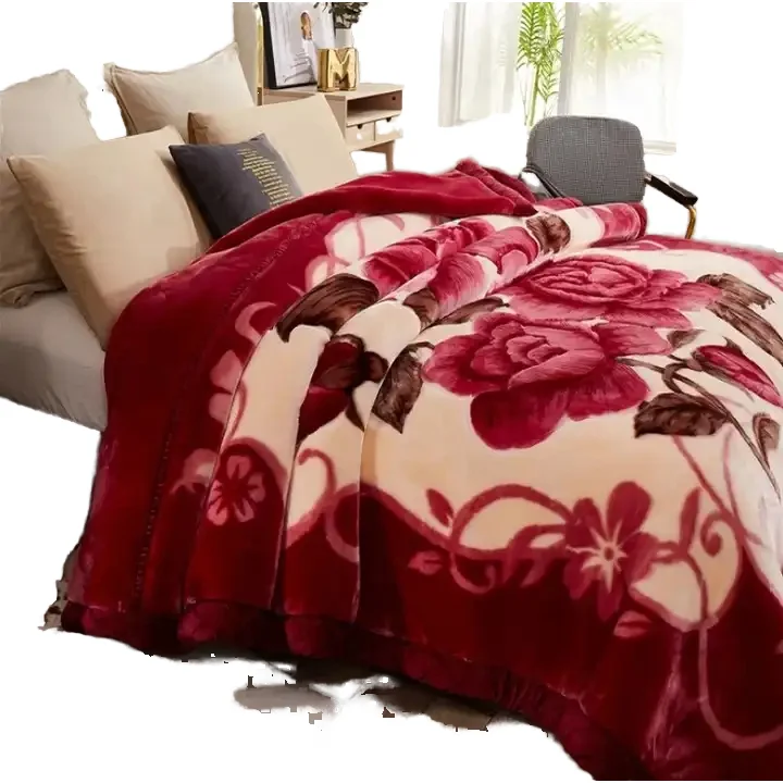 Heavyweight-Raschel-Knit-Polyester-Plush-Fleece-Blanket-Queen-Size-for-Winter-Travel