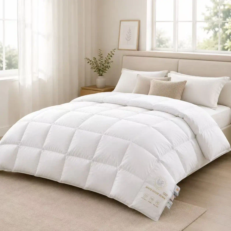 High-Density-Microfiber-Shell-Goose-Down-Comforter-King-Size-Spring-Warm-Extra-Thick-Fluffy-White-Bedding-Duvet-Insert-Washable