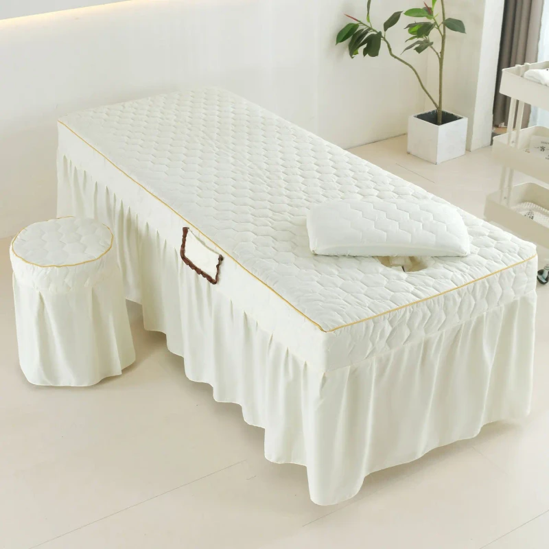 High-End-SPA-Massage-Table-Bedding-Set-4-Piece-Beauty-Salon-Bed-Skirt-Set
