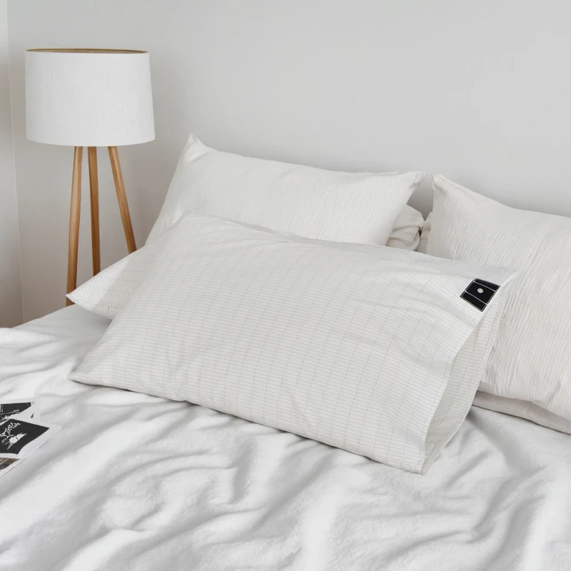 High-Organic-Cotton-Grounding-Pillowcases-ESD-Earthing-Striped-Modern-Square-Design-Home-Hotel-Hospital-Queen-King-Woven-Bedroom