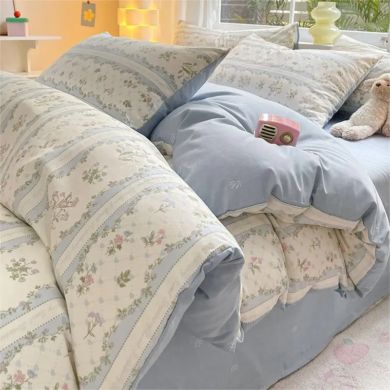 High-Quality-100-Cotton-Woven-Printed-4-Piece-Bed-Sheets-Set-with-Pillowcases-Customized-Colors-Sizes-for-Home-Hotel-Use