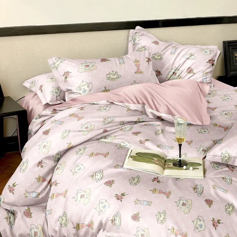 High-Quality-4-Pcs-Cotton-Duvet-Cover-Bedding-Set-Comfortable-Flat-Bed-Sheet-Modern-Woven-Plant-Stylish-Comfortable-Bedcover