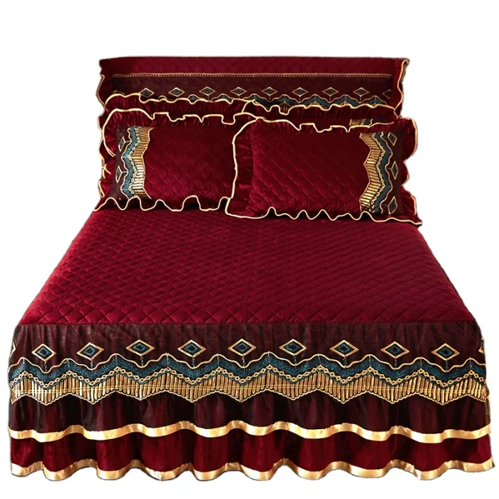 High-Quality-Assurance-Factory-Supply-Bed-Skirts-Bedding-Set-Cover-Skirt-Lace-Bed-Skirt-Sheet-Set