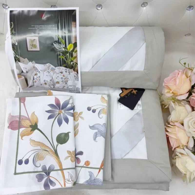 High-Quality-Cotton-Fabric-Printed-Floral-Summer-Quilt-Set-Bedding-Set-200TC-Machine-Washable