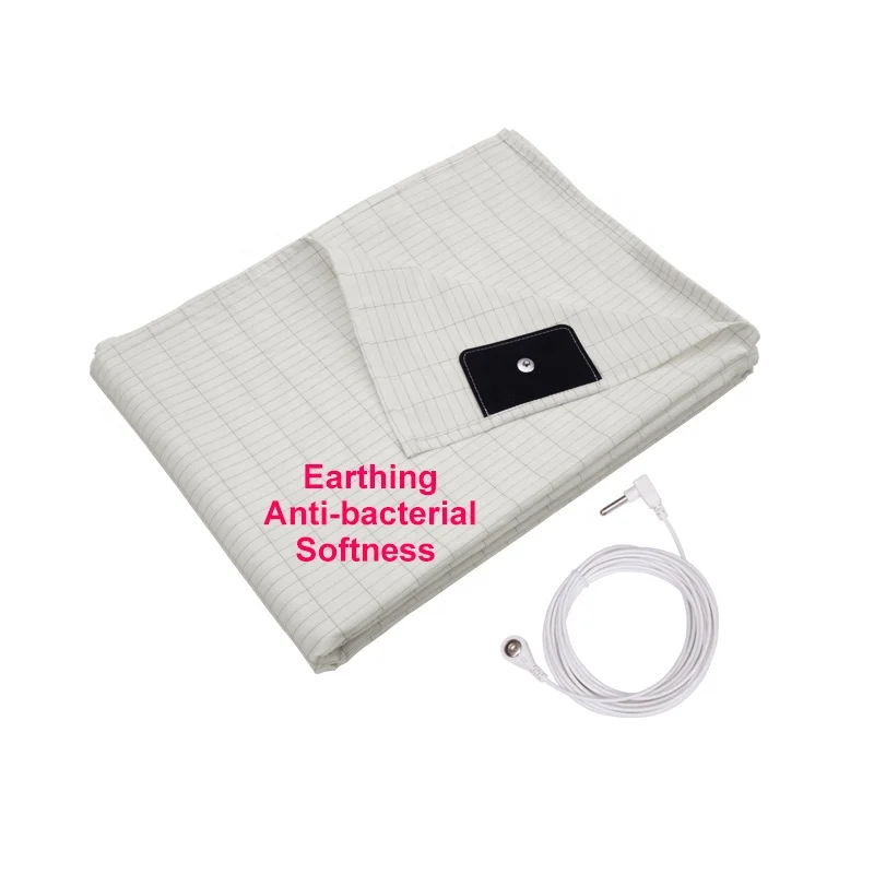 High-Quality-Earthing-Conductive-Silver-Fiber-Soft-Anti-microbial-Flat-Bed-Sheet-With-Cord-and-Plug