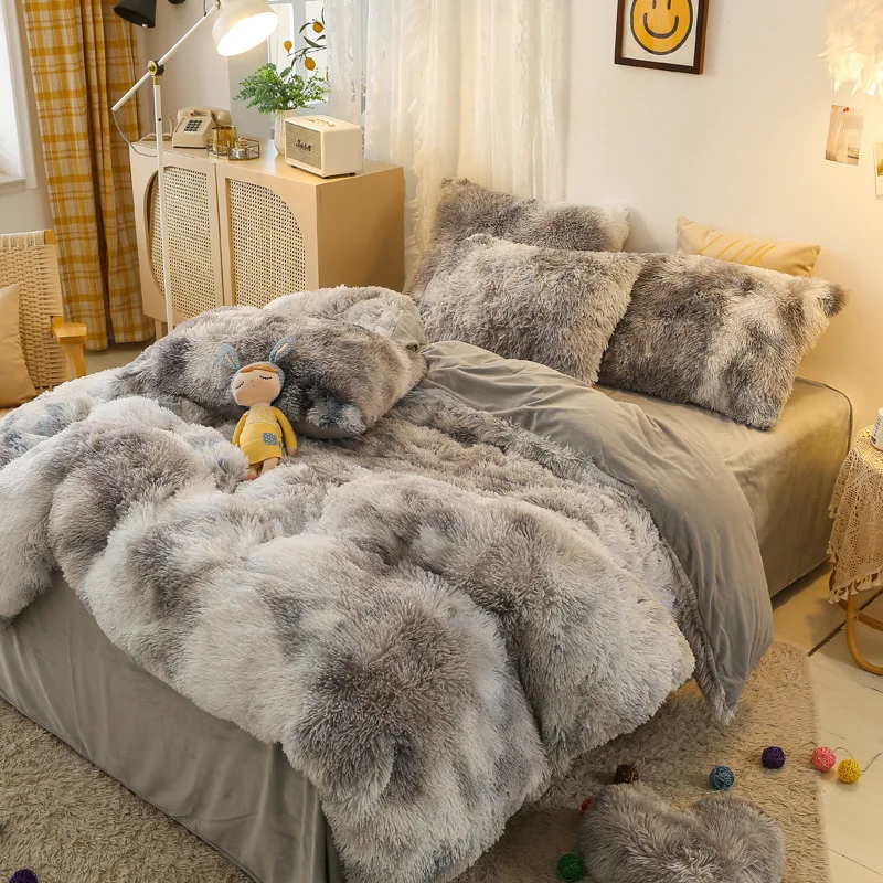 High-Quality-Eco-friendly-Fluffy-Faux-Fur-Shaggy-Duvet-Cover-Flat-Sheet-Flannel-Microfiber-4-PCS-Duvet-Bedding-Set-Comforter-Set