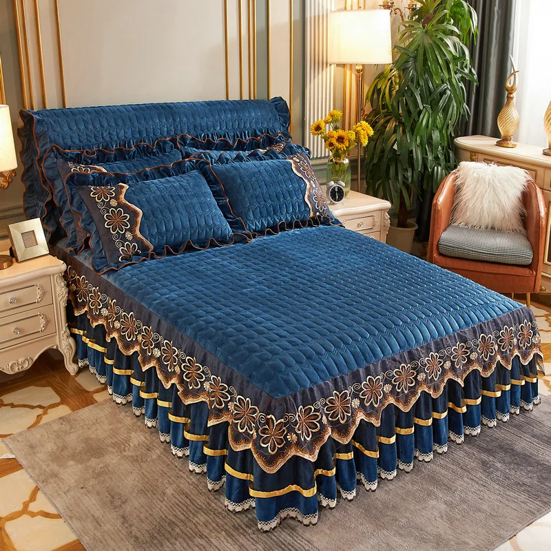 High-Quality-Home-Bed-Skirt-Solid-Color-Lace-Decoration-Bed-Skirt-Custom-Color-Crystal-Velvet-Bed-Skirt