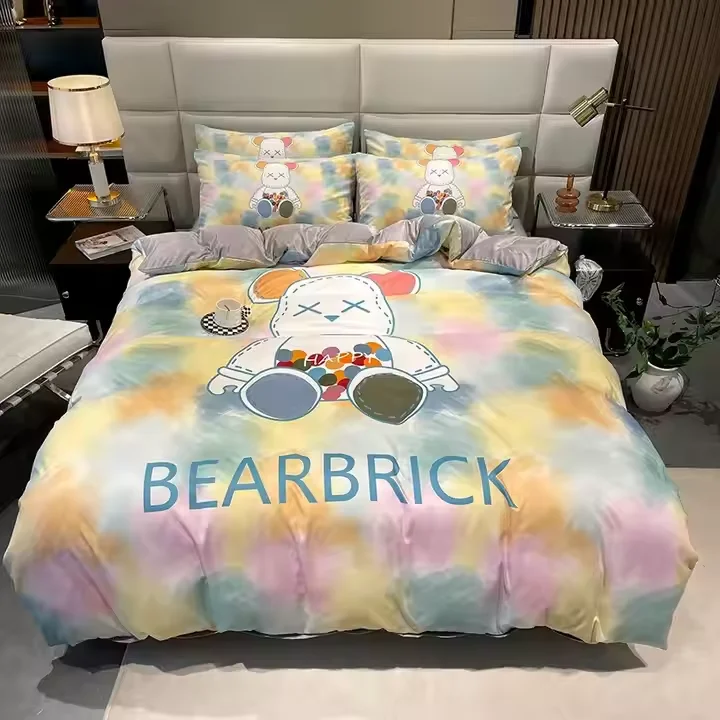 High-Quality-Light-Weight-100-Printed-Natural-Pure-Silk-Fabric-Cartoon-Bed-Sheet-Set
