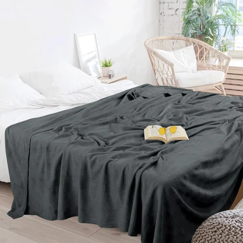 High-Quality-Lightweight-Soft-Breathable-350GSM-Eco-Friendly-Knitted-Cotton-Bed-Blanket