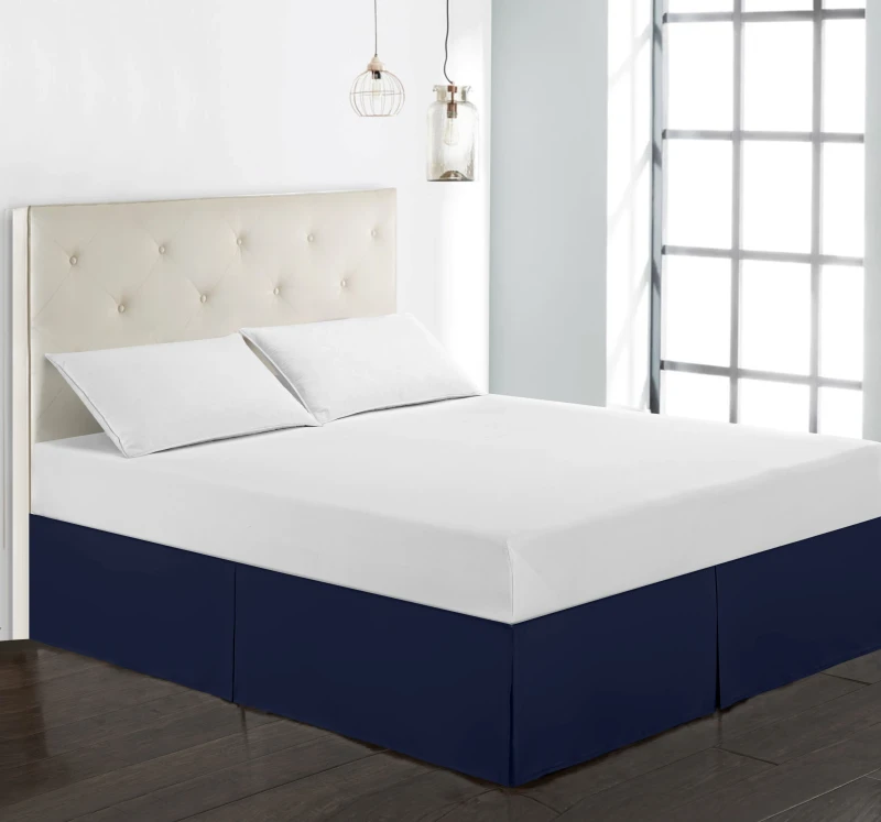 High-Quality-Luxury-Pleated-Polyester-Bed-Sheet-Bedskirt-Ruffle-Brown-Plain-Bed-Skirt-1