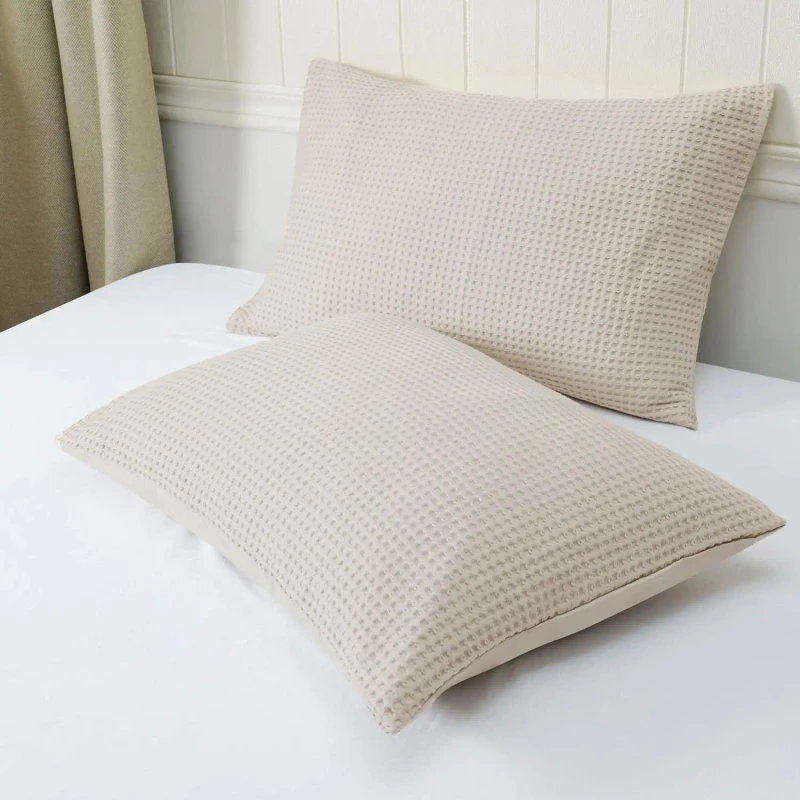 High-Quality-Minimalist-Pillowcases-2PCS-Soft-and-Breathable-Pillow-Protector-100-Cotton-Waffle-Pillowcover-for-Home