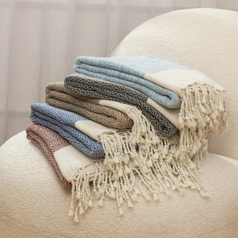 High-Quality-Modern-Vintage-Style-Turkish-Tassel-Design-Bed-Blanket-Cotton-Blanket