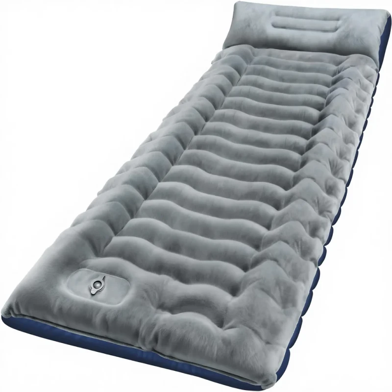 High-R-Value-Portable-Foldable-Outdoor-Camping-Compact-TPU-Fleece-Lined-10cm-Thick-Sleeping-Mat-Built-in-Foot-Pump-Inflator