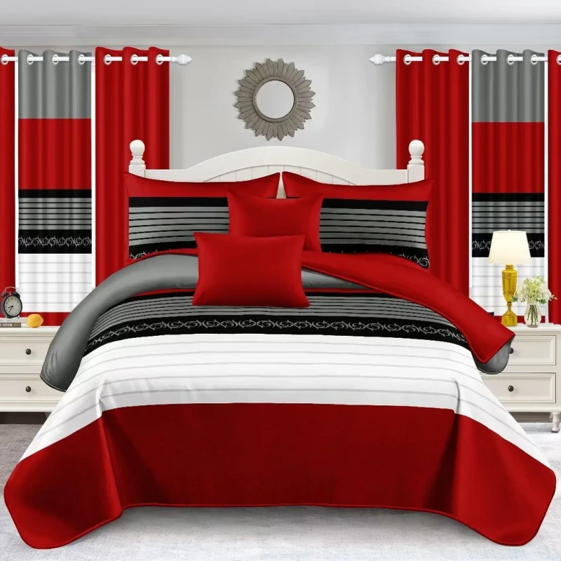 High-end-Polyester-Bed-Sheets-Beautiful-Duvet-Cover-With-Embroidery-Four-piece-Comforter-Luxury-Red-Bedding-Set-Supplier