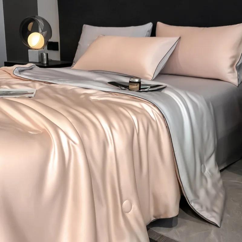 High-grade-100-Bamboo-Fiber-Summer-Cool-Wool-Filling-All-Season-200TC-Four-piece-Set-Silky-Thin-Washable-Air-conditioning-Quilt