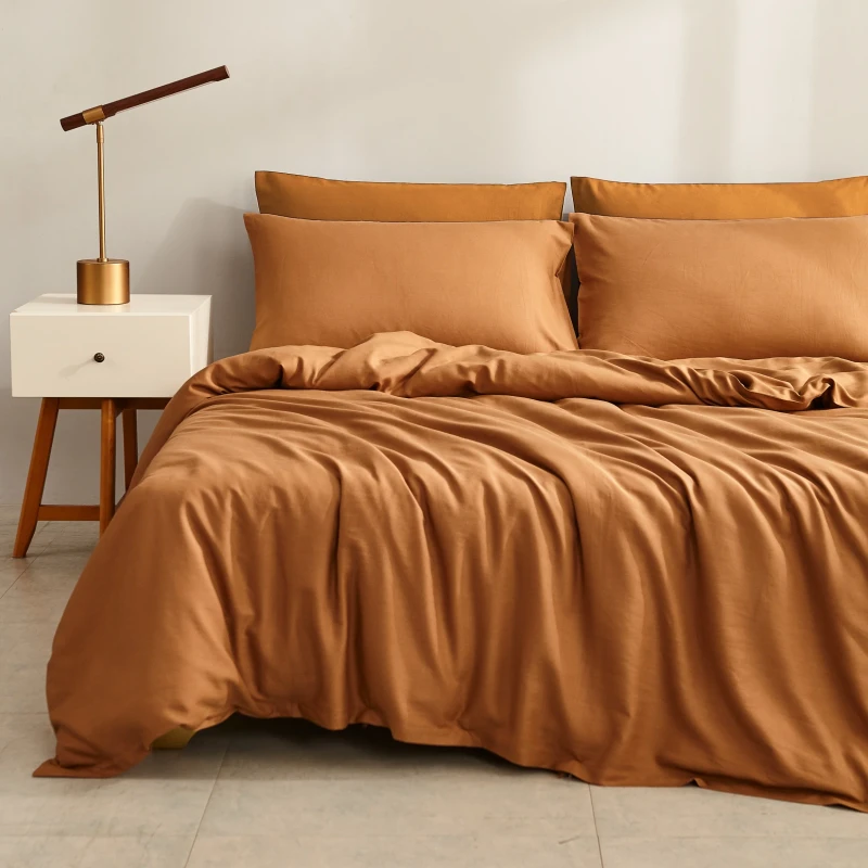 Home-Bamboo-Fabric-Comforter-Set-4-Piece-King-Size-Flat-Bed-Sheets-Modern-Woven-Cover-Set