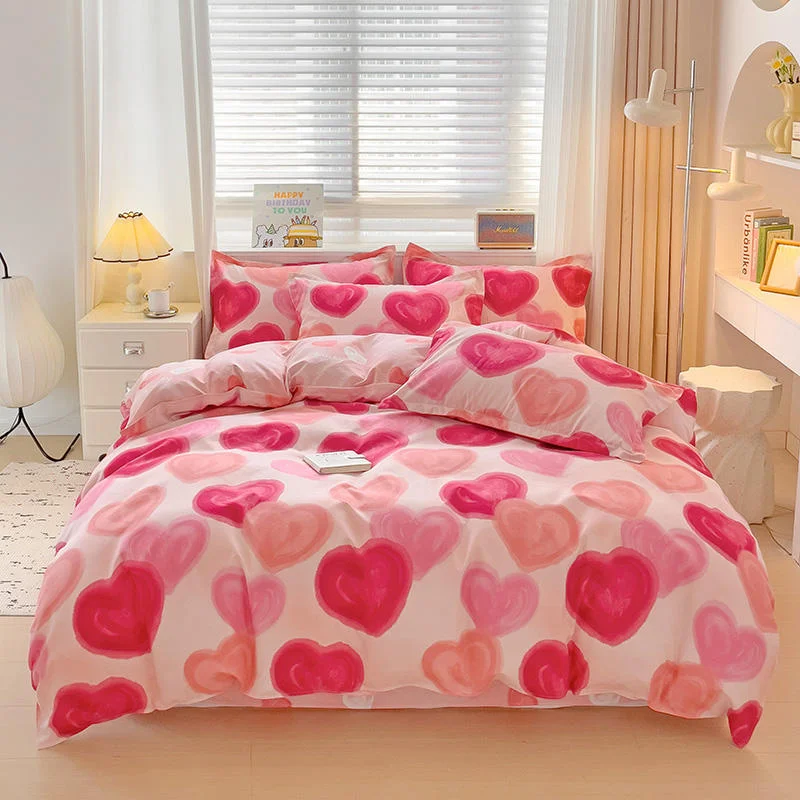Home-Collection-Floral-Printed-4pcs-Set-Bed-Sheet-Set-With-2-Pillowcase-Luxury-Bedding-Twin-Queen-King-Size